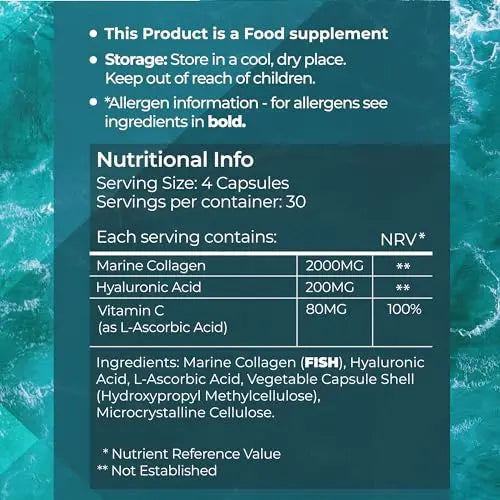 Fitimins Marine Collagen Capsules, 2000mg with Hyaluronic Acid & Vitamin C Fitimins Au supplements