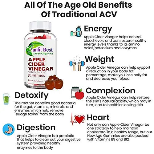 Apple Cider Vinegar Gummies Vitamins with The Mother, Delicious Immunity, Gluten Free Sunlit Best Green Organics Au supplements