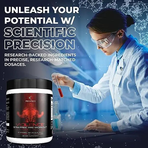 VIOLENCE Stim Free Pre Workout Powder by REVSCI, Precision Dosed Non Stim Preworkout Revolution Science Au supplements