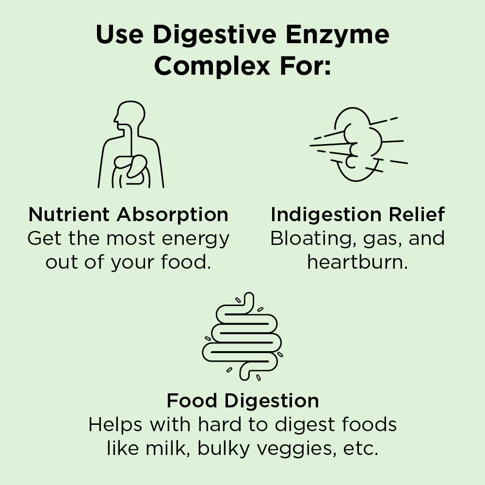 nbpure Vegan Digestive Enzyme Complex – Daily Bloating, Gas, & Food Digestive Support for Women & Men – 12 Enzymes & 3 Herbs – Lactase, Protease, Lipase