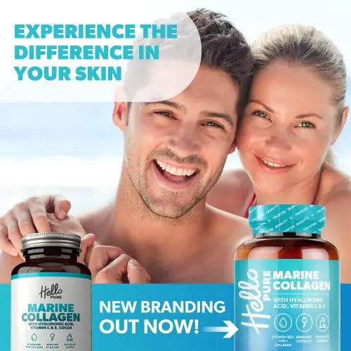 Marine Collagen Capsules - 1855mg - 120 Capsules - Enriched with Hyaluronic Acid & Vitamins C & E Hello Pure Au supplements