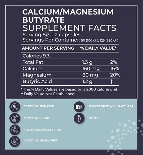 BodyBio Butyrate with Calcium & Magnesium - Supports Healthy Digestion, Gut & Microbiome BodyBio Au supplements