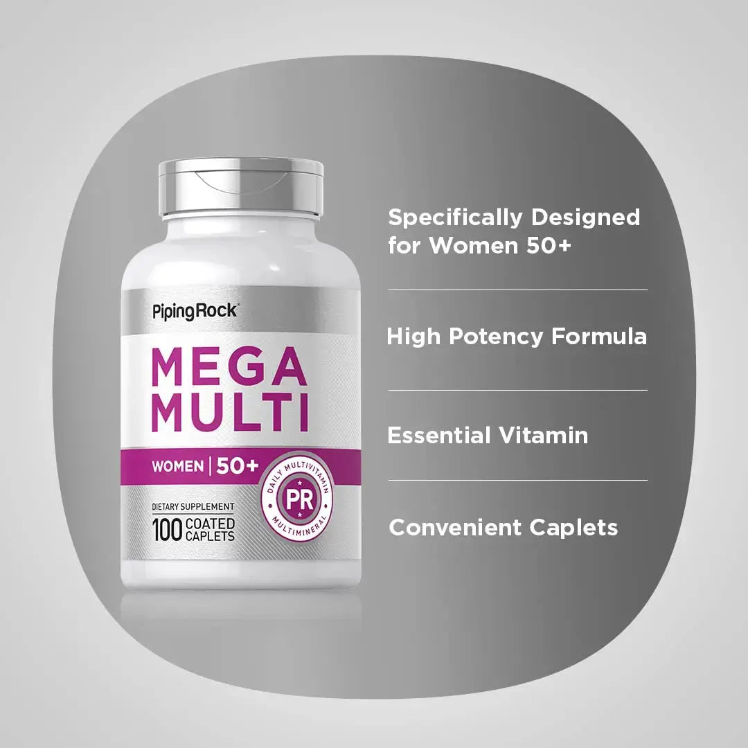 Piping Rock Multivitamin for Women 50 Plus | 100 Coated Caplets | Daily Multi Vitamin & Mineral for Women | Piping Rock Au supplements