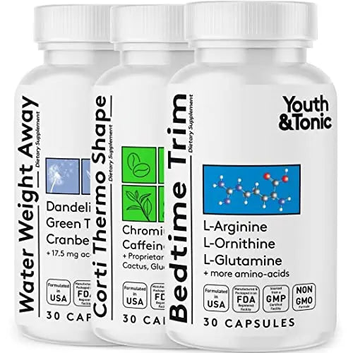 Youth & Tonic Shred Sculpt Lean 3 x Diet Pills w Water Weight Away & Cortithermo Shape Youth & Tonic Au supplements