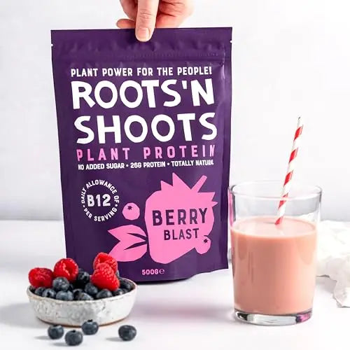 Roots 'n Shoots Vegan Protein, Shake, Berry Flavour, with Added B12, 26g Protein ROOTS 'N SHOOTS Au supplements
