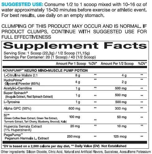 InnovaPharm NOVAPUMP Neuro (Snow Cone) Powder - 15.7 Ounces InnovaPharm Au supplements