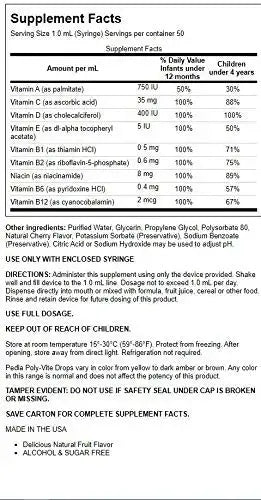 Pedia Poly-Vite Drops 1 2/3 fl Ounce Liquid B Protected Au supplements