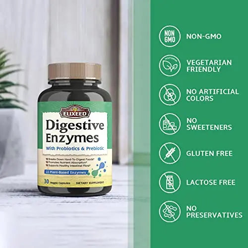 Elixeed Digestive Enzymes Plus Probiotics & Prebiotics, 22 Digestive Enzymes with Amylase Elixeed Au supplements