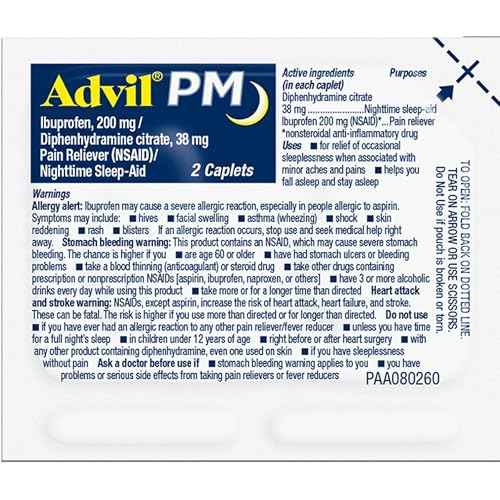 Advil Pain Reliever and Fever Reducer, Ibuprofen 200mg for Pain Relief - 300 Count, Advil PM Pain Reliever and Nighttime Sleep Aid, Ibuprofen for Pain Relief and Diphenhydramine Citrate - 2 Count Advil Au supplements