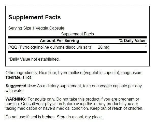 Swanson Pqq Pyrroloquinoline Quinone 20 Milligrams 30 Veg Capsules Swanson Au supplements