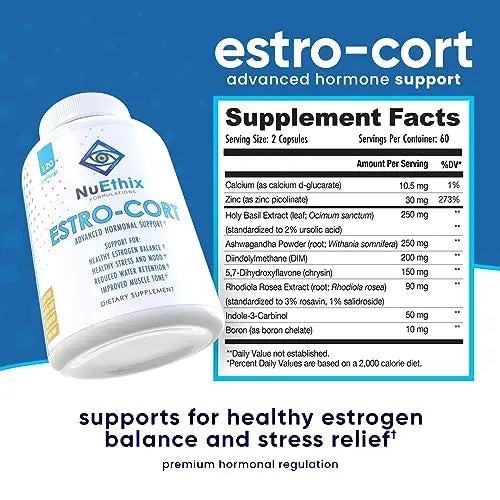 NuEthix Formulations Estro-Cort Anti-Estrogen Nutritional Support Dietary Supplement, 120 Capsules NuEthix Formulations Au supplements