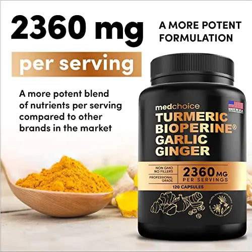 4-in-1 Turmeric and Garlic Supplements with Bioperine 2360 mg (240 ct) Turmeric Ginger MEDCHOICE Au supplements
