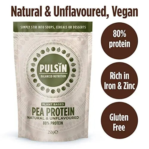 Pulsin - Unflavoured Vegan Pea Protein Powder - 250g - 8.0g Protein, 0g Carbs, 41 Kcals Per Serving Pulsin Au supplements