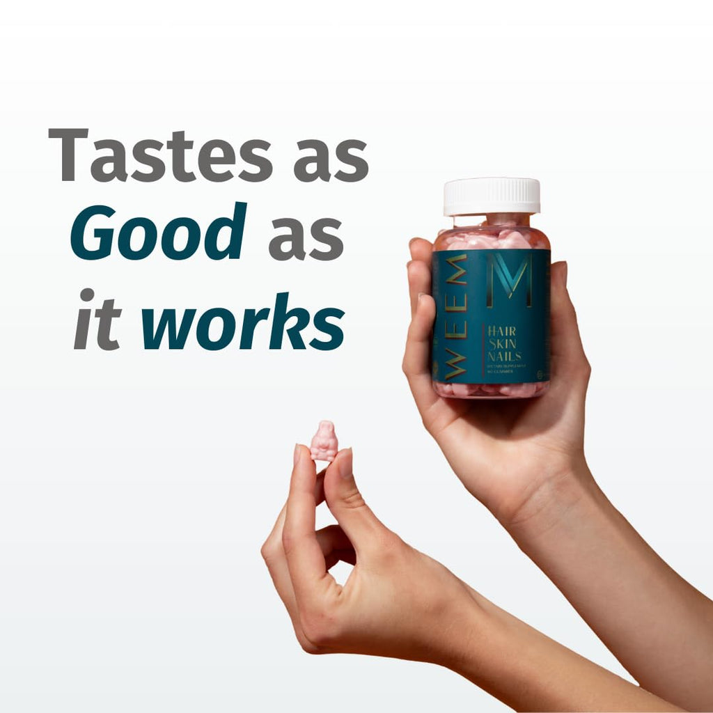 WEEM Hair Skin and Nails Gummies - Supports Healthy Hair - Vegan biotin Vitamins for Women & Men Supports Faster Hair Growth,