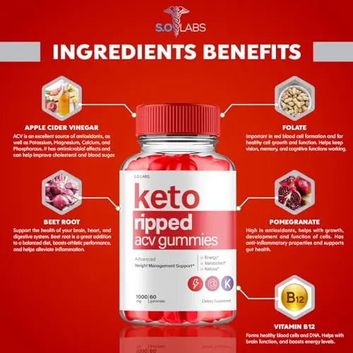 (5 Pack) Keto Ripped ACV Gummies, Keto Ripped ACV Gummies Advanced Weight Loss S.O Labs Au supplements