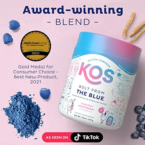 KOS USDA Organic Energizing Blue Spirulina Blend - 70 mg Organic Caffeine, B-Complex KOS Au supplements