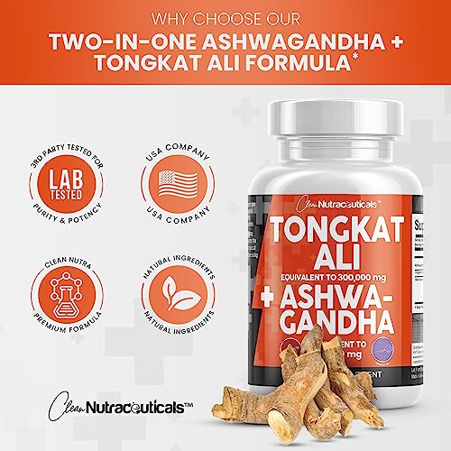 Clean Nutraceuticals Tongkat Ali 300,000mg and Ashwagandha 100,000mg Clean Nutraceuticals Au supplements