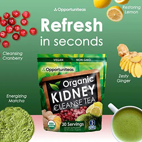 Opportuniteas Organic Kidney Detox Tea- Matcha Green Tea, Cranberry, Lemon & Ginger Opportuniteas Au supplements