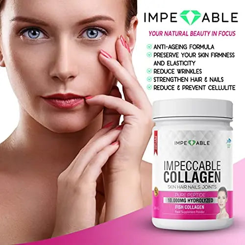 IMPECCABLE Collagen Premium 10.000 mg Pure peptide hydrolyzed Marine Collagen Powder Impeccable Au supplements