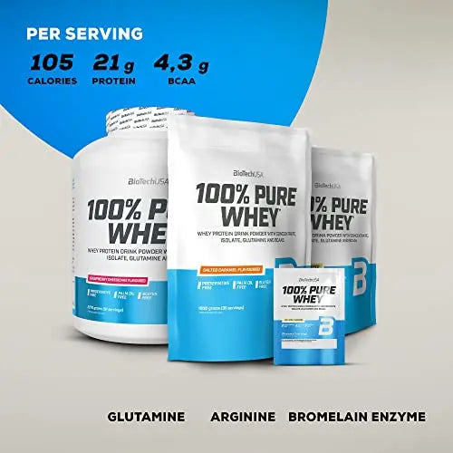 BioTechUSA 100% Pure Whey | Protein Powder with BCAA and Glutamine | Gluten-Free, Palm Oil Free BioTechUSA Au supplements