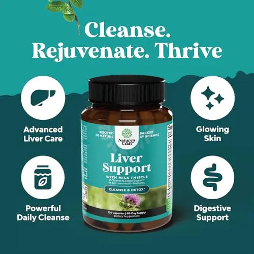Liver Cleanse Detox & Repair Formula - Herbal Liver Support Supplement with Milk Thistle Natures Craft Au supplements
