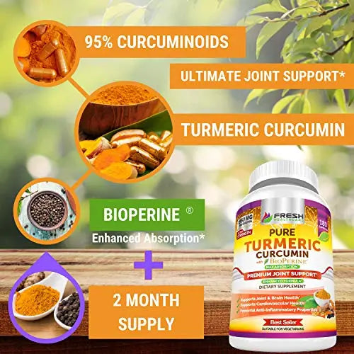 Turmeric Curcumin with BioPerine 1950mg - Natural Joint & Healthy Inflammatory FRESH HEALTHCARE Au supplements