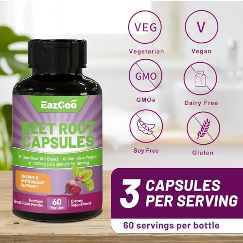 EAZGOO Beet Root Capsules 1000mg Per Serving, Supports Nitric Oxide Production & Blood EAZGOO Au supplements