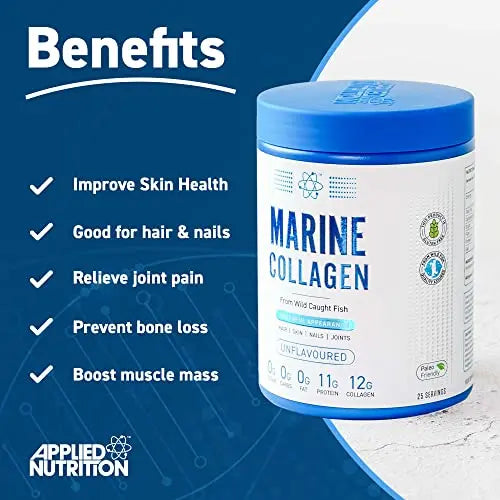 Applied Nutrition Marine Hydrolysed Collagen Powder from Wild Salmon - Protein for Health, Skin, Hair, Nails, Bones, Muscle & Joints Applied Nutrition Au supplements