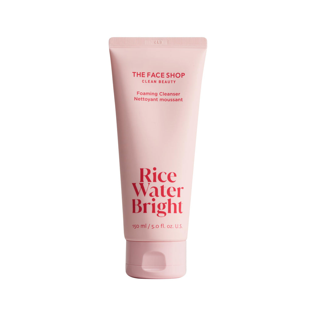 The Face Shop Rice Water Bright Foaming Facial Cleanser with Ceramide, Gentle Face Wash for Hydrating & Moisturizing,