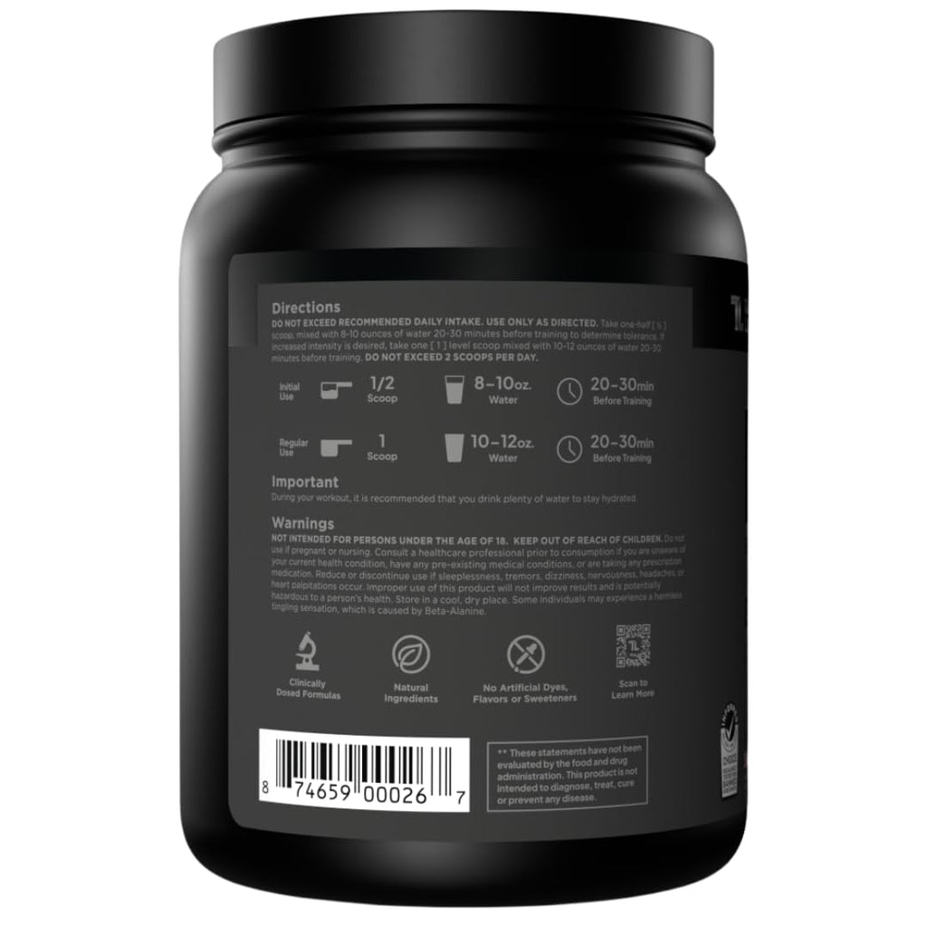 Transparent Labs Bulk Black Pre Workout - Clinically Dosed, Sugar Free Preworkout for Men and Women with Beta Alanine Powder, Citrulline Malate