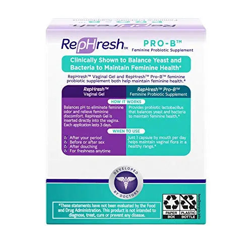 NEW RepHresh Pro-B Feminine Probiotic Supplement Non- Dairy Formula/Vegetarian Capsule, 28ct Rephresh Au supplements