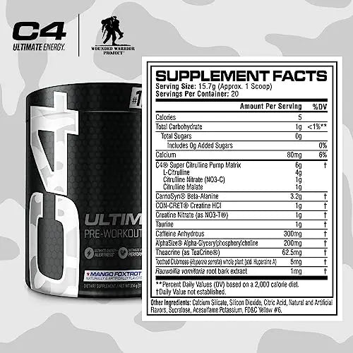 Cellucor C4 Ultimate x WWP Pre Workout Powder Mango Foxtrot - Sugar Free Preworkou Cellucor Au supplements