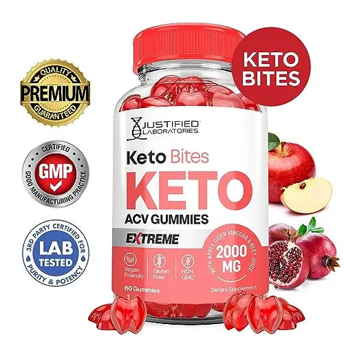 Keto Bites Keto ACV Gummies Extreme Formula 2000MG Vegan Non GMO with Pomegranate Justified Laboratories Au supplements