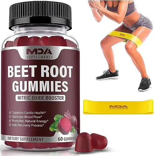 Beet Root Gummies with CoQ10, Energy, and Circulation Support, Pre Workout Nitric Oxide MDA Supplements Au supplements