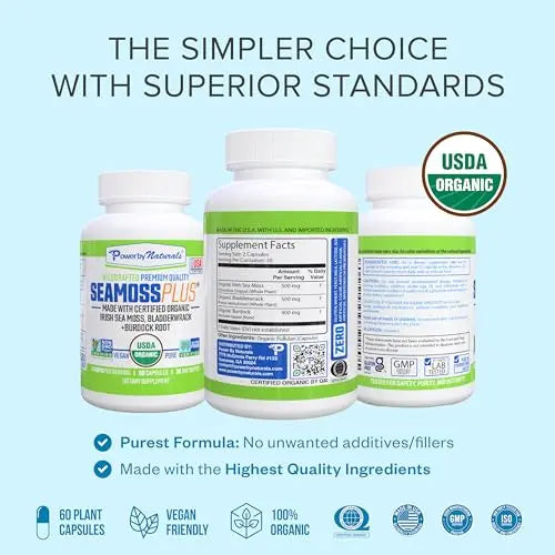 Power By Naturals Sea Moss Plus - USDA Certified Organic Wildcrafted Irish Seamoss Power By Naturals Au supplements