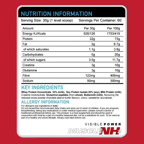 Muscle Nh2 Total Protein, Whey Protein Powder with Creatine Monohydrate and Glutamine Muscle Growth MuscleNh2 Au supplements