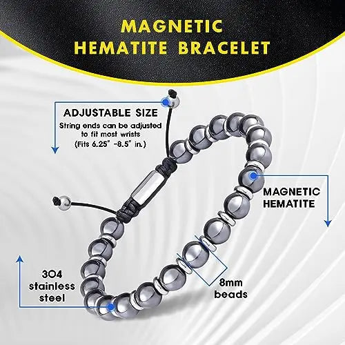 CARITATE Magnetic Hematite Bracelet for Women and Men, Healing Energy Beaded Bracelet CARITATE Au supplements