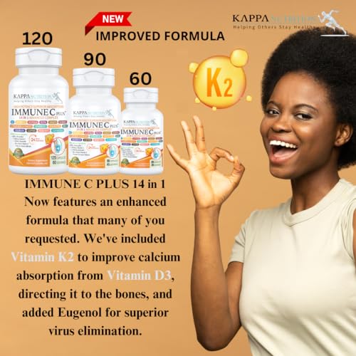 Quercetin 1,000mg, Vitamin C 1,000mg, Zinc 50mg, Vitamin D3 5,000iu, Selenium, Copper, Acerola, Ginger, Rutin, Bitter Orange, Rose Hips, Echinacea, Immune C Plus, 14 in 1 Immune C Plus (60 Count) KAPPA NUTRITION Au supplements