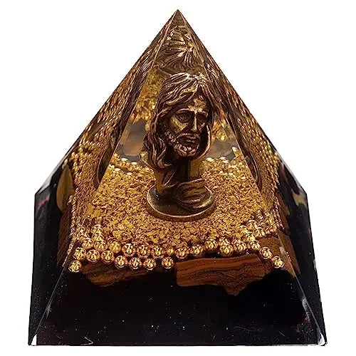 FENGSHUI-CAISHEN Mini Jesus Figurine in Healing Crystal Orgone Pyramid - Obsidian Tiger's Eye FENGSHUI-CAISHEN Au supplements