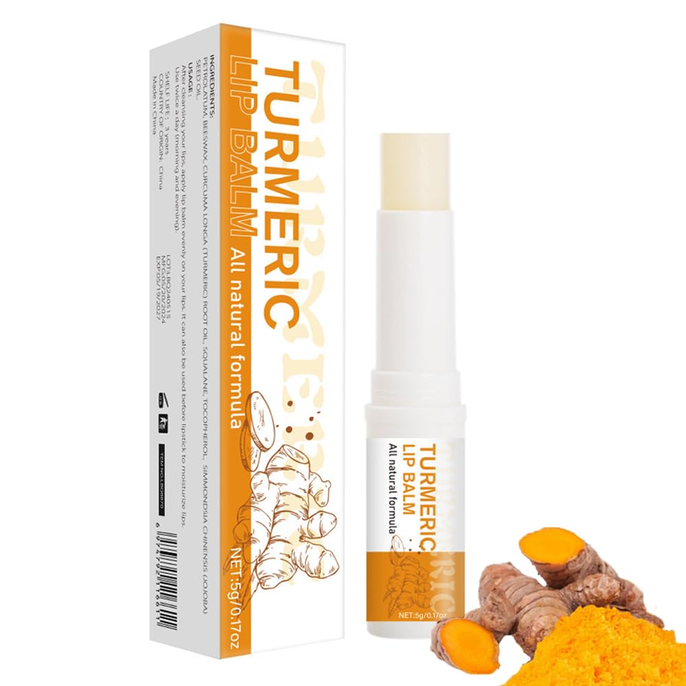 Turmeric Lip Balm for Smokers With Root Oil - Brightening for Dark Lips, Long-Lasting Moisturizer for Dry