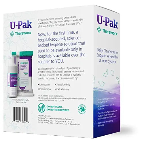Theraworx Protect U-Pak 60-Ct Wipes & Hygiene Foam 3.4 oz for Urinary Health (Pack of 1) THERAWORX PROTECT Au supplements