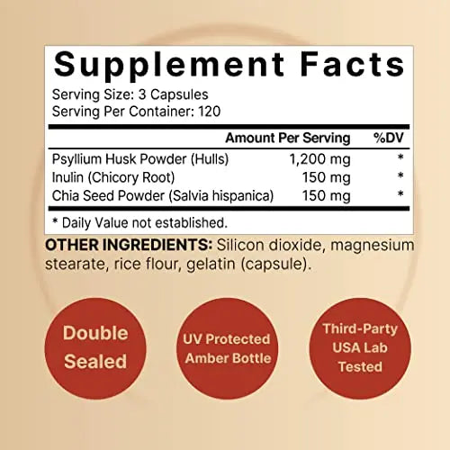 NatureBell Psyllium Husk Capsules 1500mg Per Serving, 360 Count, with Inulin NatureBell Au supplements
