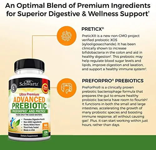 Prebiotics for Advanced Gut Health - Immune System Support & Dietary Fiber BioSchwartz Au supplements