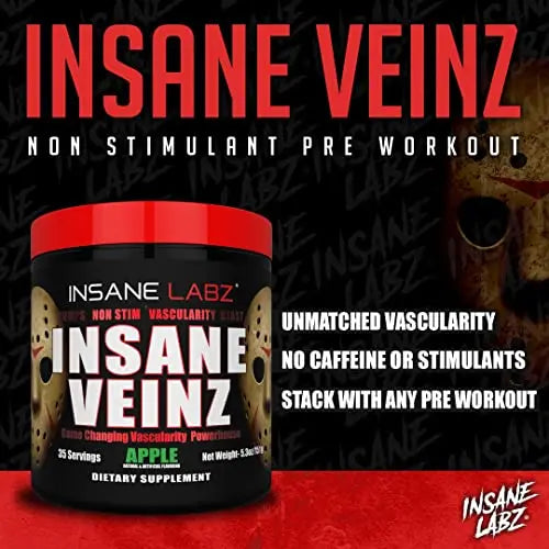 Insane Labz Insane Veinz Non Stimulant NO Enhancing Powder, Nitric Oxide Booster Insane Labz Au supplements