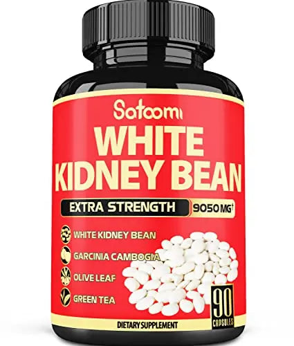 Pure White Kidney Bean Extract Capsules - 6 Herbal Ingredients 9050 mg Equivalent Satoomi Au supplements
