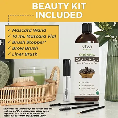 Viva Naturals Organic Castor Oil, 16 fl oz - Cold Pressed Castor Oil for Skin, Hair and Lashes - Traditionally Viva Naturals Au supplements
