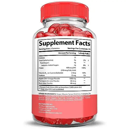Justified Laboratories Keto Bites Keto ACV Gummies 1000MG Vegan Non GMO with Pomegranate Justified Laboratories Au supplements