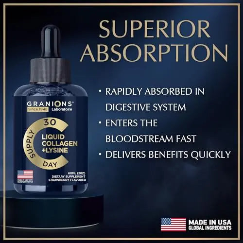 Liquid Collagen Peptides with Biotin and Lysine - Max Hair Skin and Nails Liquid Collagen Granions Au supplements