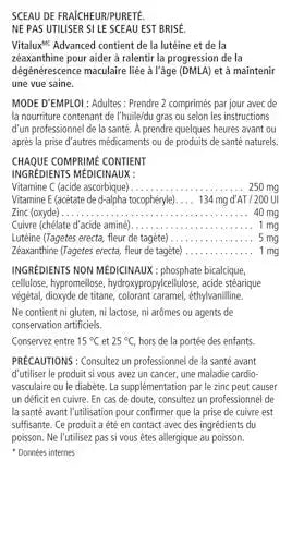 Vitalux Advanced Ocular Multivitamin 60 Count Vitalux Au supplements