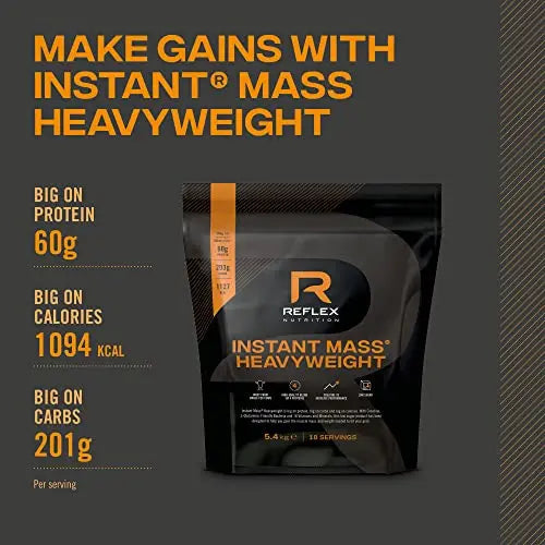 Reflex Nutrition Instant Mass Heavyweight, Mass Protein Powder, Over 1000 Calories Per Serving, 60g Protein Reflex Nutrition Au supplements
